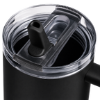 Close-up of the black BRUNMIIA 40oz tumbler transparent lid and flip straw