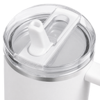Close-up of the white BRUNMIIA 40oz tumbler transparent lid and flip straw