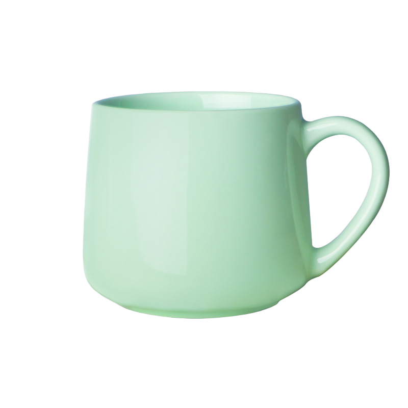 Light pink 450ml ceramic mug measuring 8.9cm high with 8.9cm opening and 7.5cm base