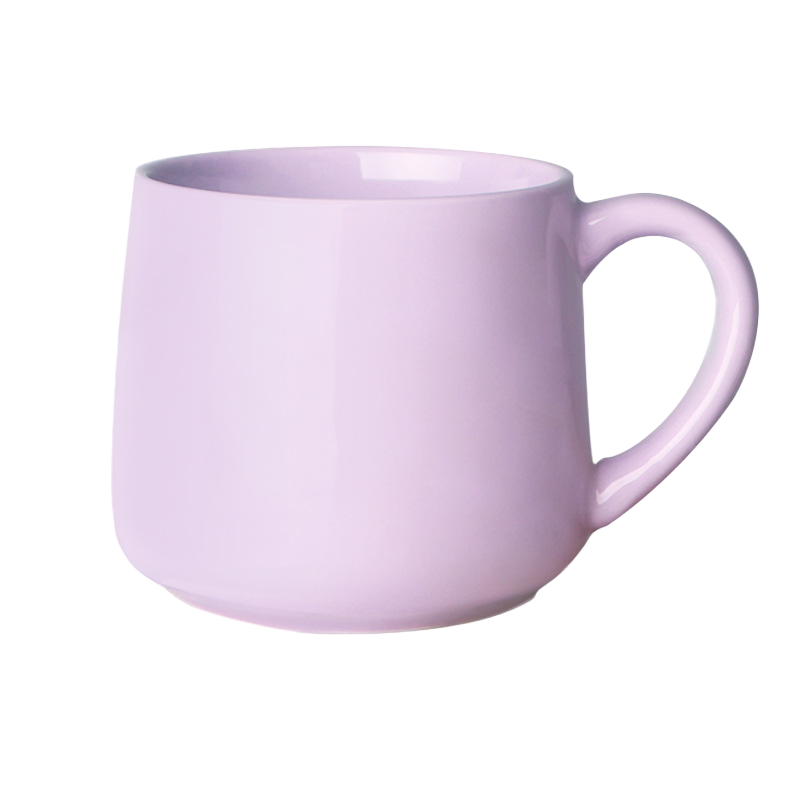 Purple 450ml ceramic mug measuring 8.9cm high with 8.9cm opening and 7.5cm base
