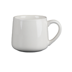 White 450ml ceramic mug measuring 8.9cm high with 8.9cm opening and 7.5cm base