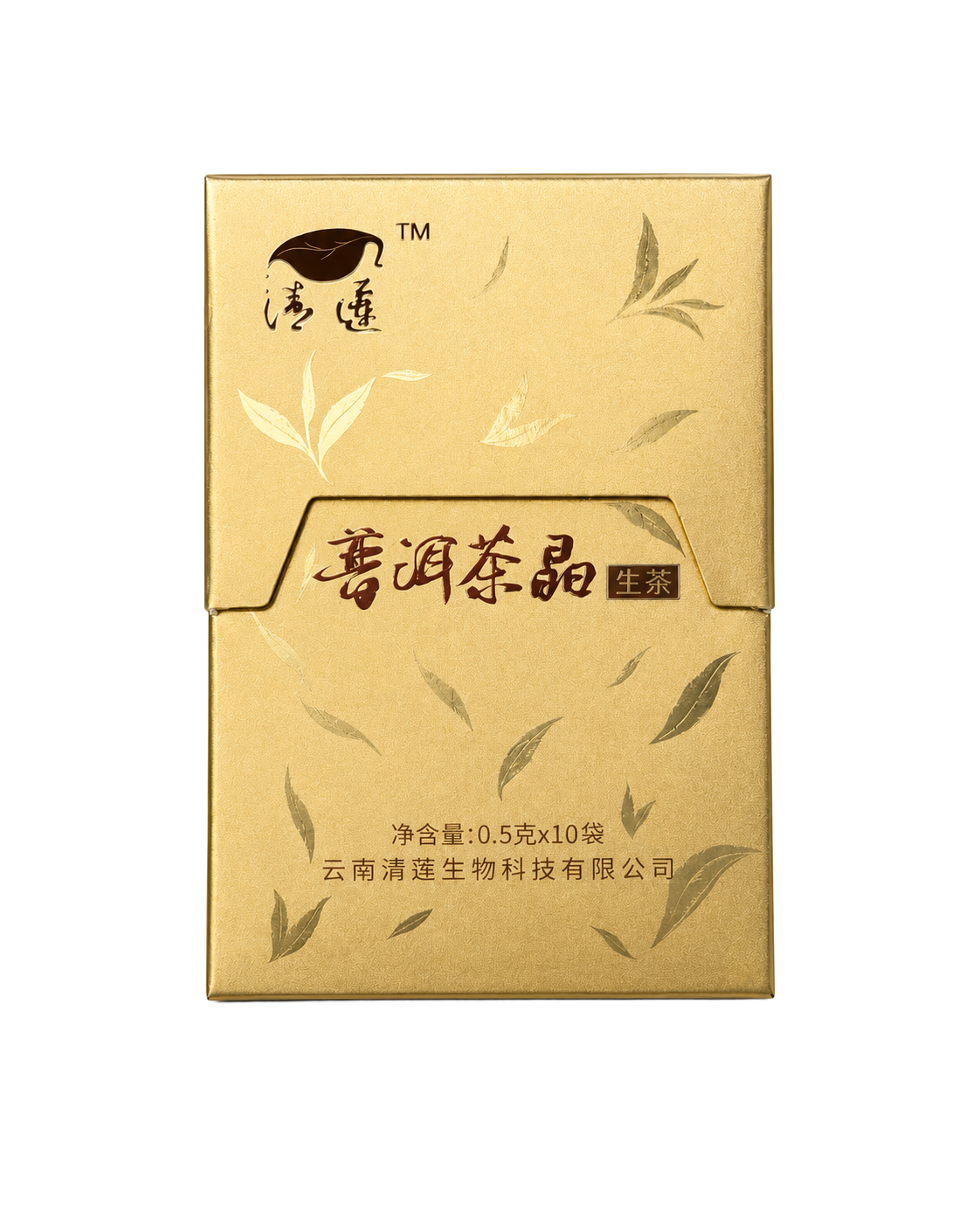 Front view of Pu-erh Tea Crystals box containing ten 0.5g sachets
