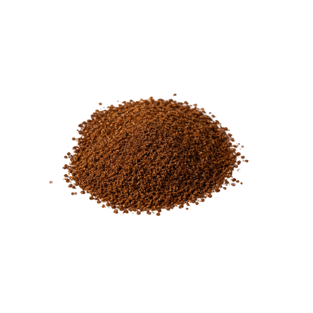 Close-up of brown granules from Pu-erh Tea Crystals